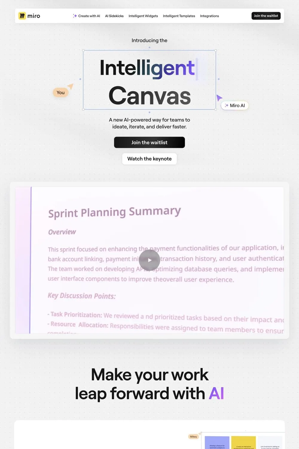 Miro Intelligent Canvas
