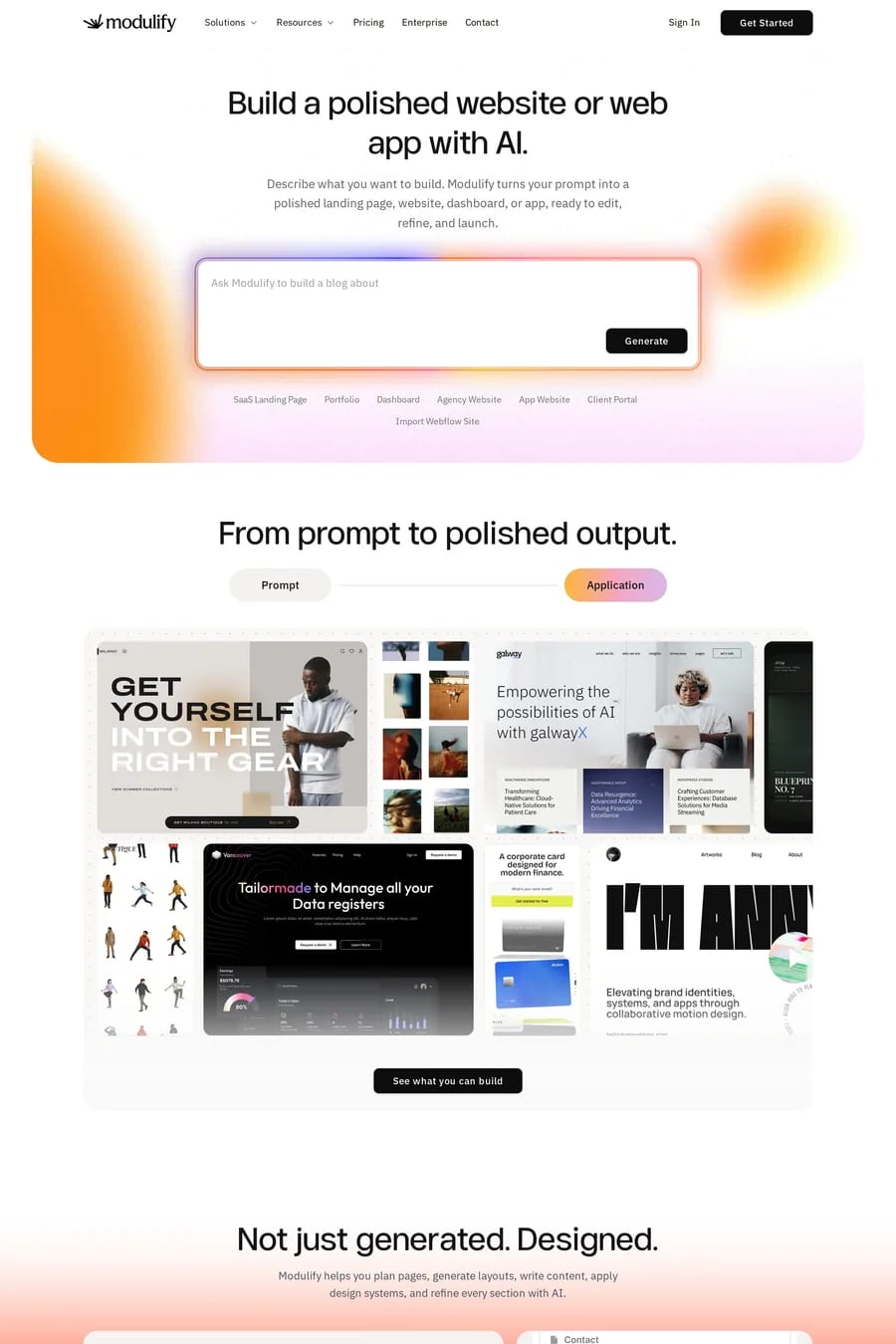 Modulify — landing website screenshot
